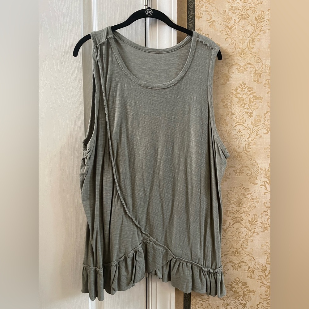 Lane Bryant Olive Green Ruffle Hem Sleeveless Tunic – Size 18